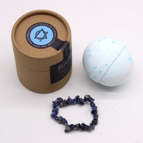 Bombe de Bain Bois de Santal & Sel de Mer avec Bracelet en Sodalite