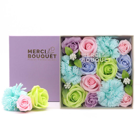 Coffret Roses de Savon Carré - Bleue