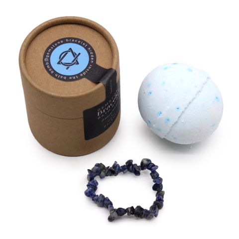 Bombe de Bain Bois de Santal & Sel de Mer avec Bracelet en Sodalite