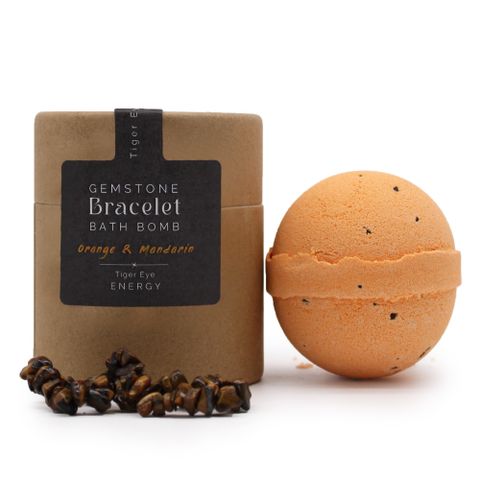 Bombe de Bain Orange avec bijou bracelet Oeil du Tigre 