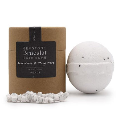 Bracelet en pierres naturelles de jaspe blanc caché dans la boule de bain