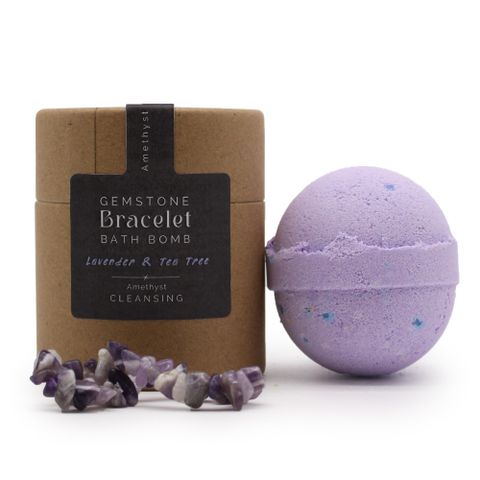 Bombe de Bain Lavande & Arbre à Thé avec suprise bracelet en Améthyste 
