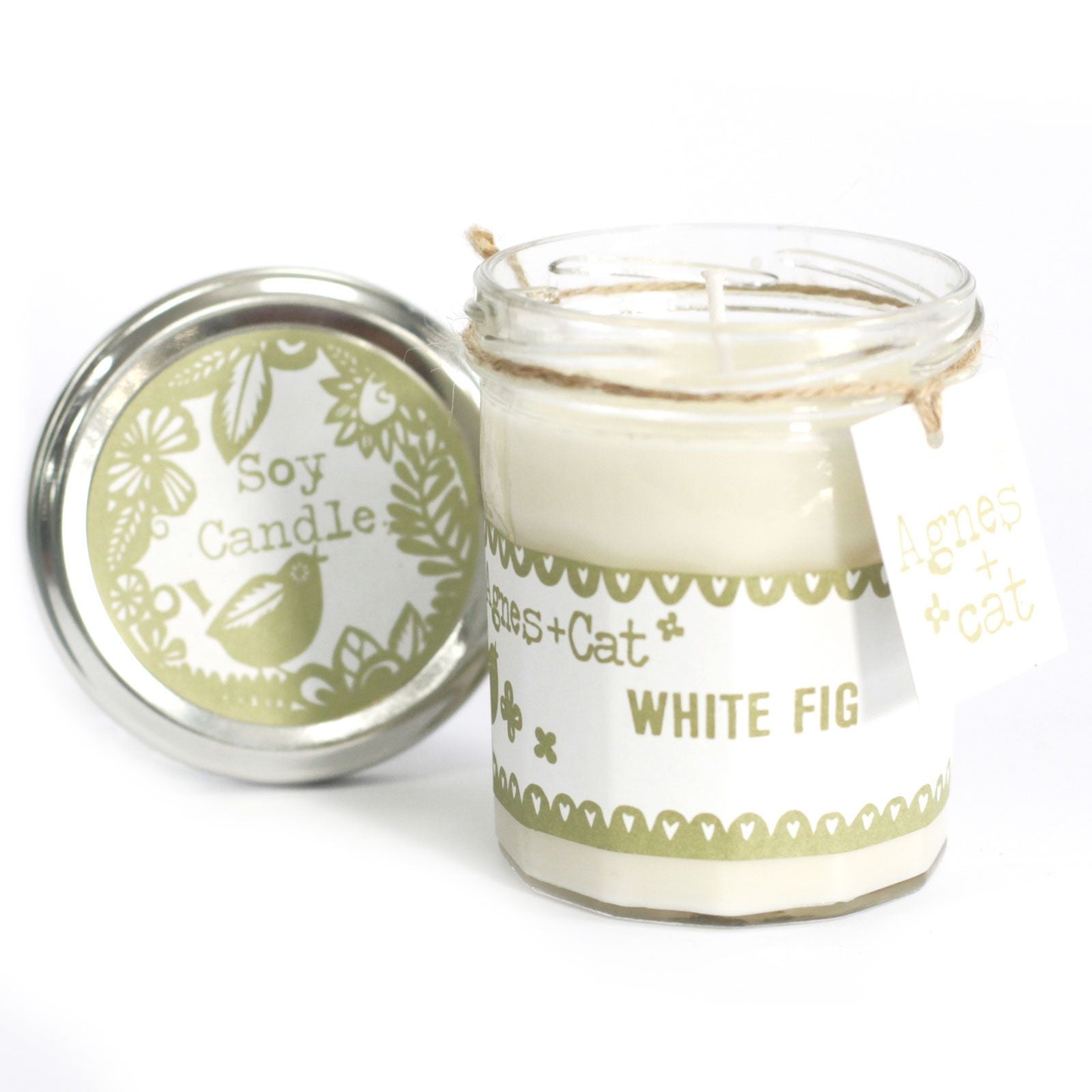 Bougie en pot de confiture - Cire de soja naturelle - Figue blanche