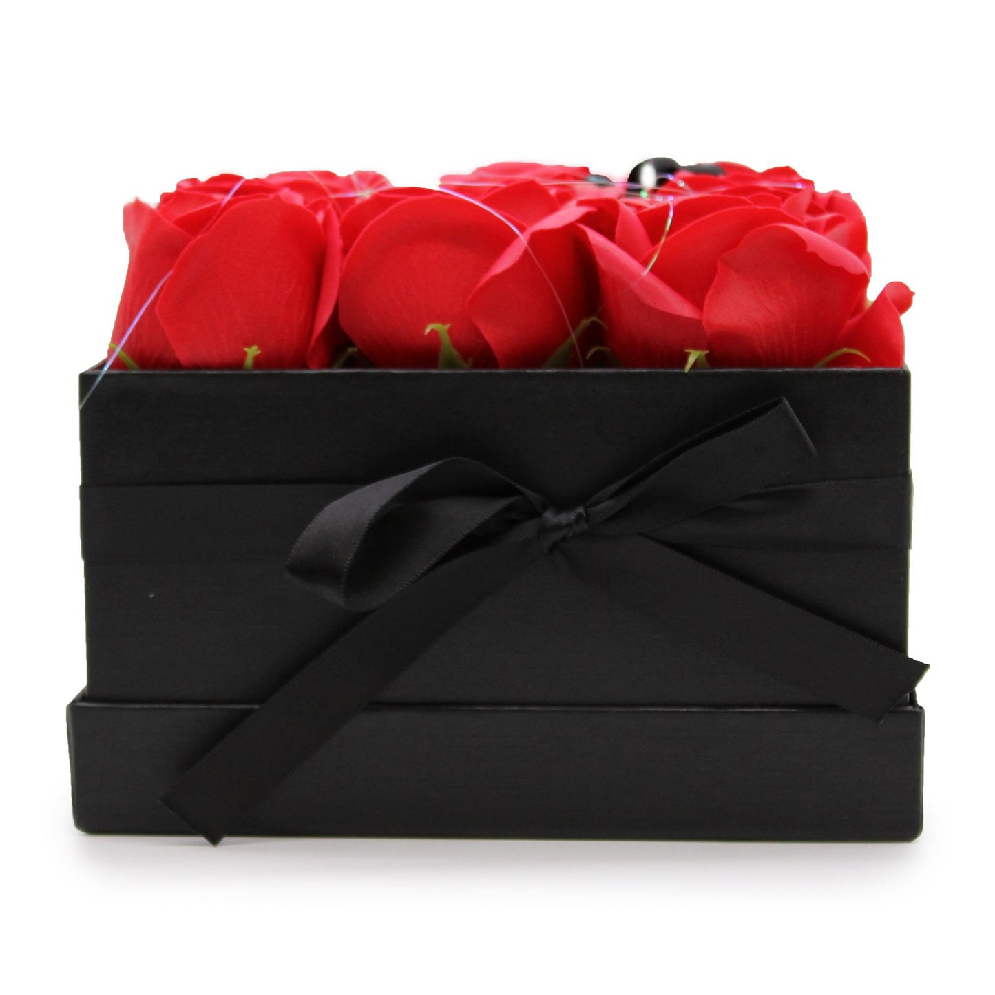 Coffret de fleurs de savon - 9 roses Rouges - Carré