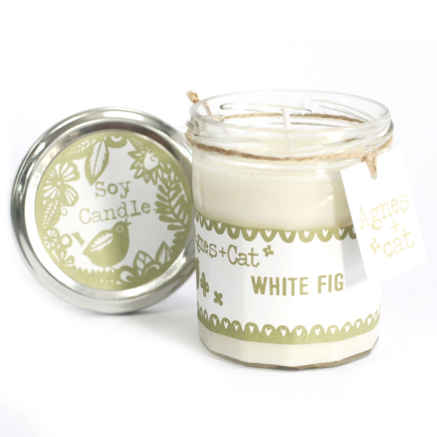 Bougie en pot de confiture - Cire de soja naturelle - Figue blanche