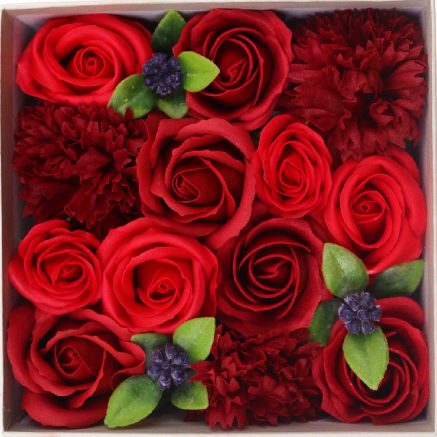 Coffret Roses de Savon Carré - Roses Rouges