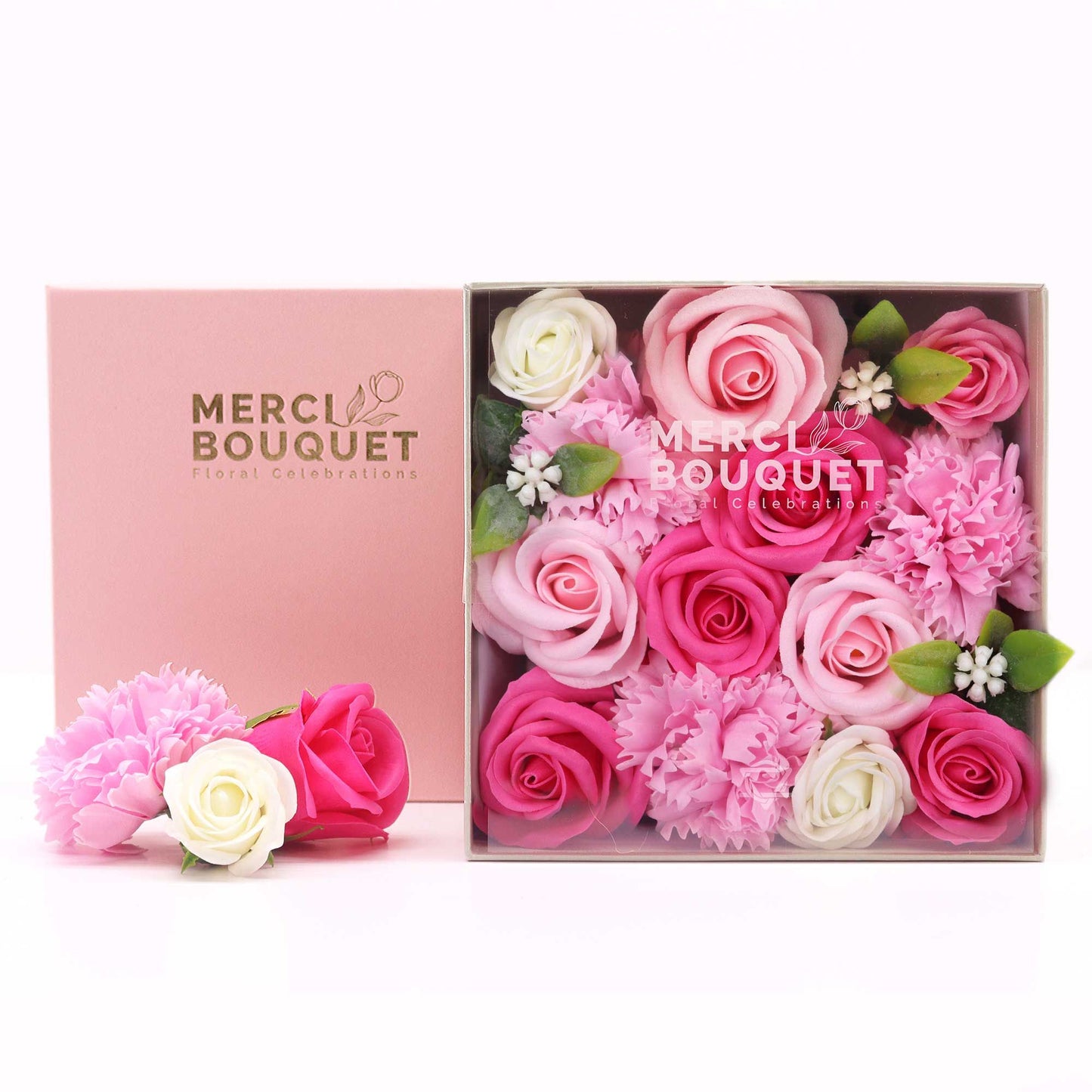 Coffret Roses de Savon Carré - Rose