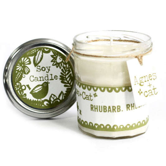 Bougie en pot de confiture - Cire de soja naturelle - Rhubarbe