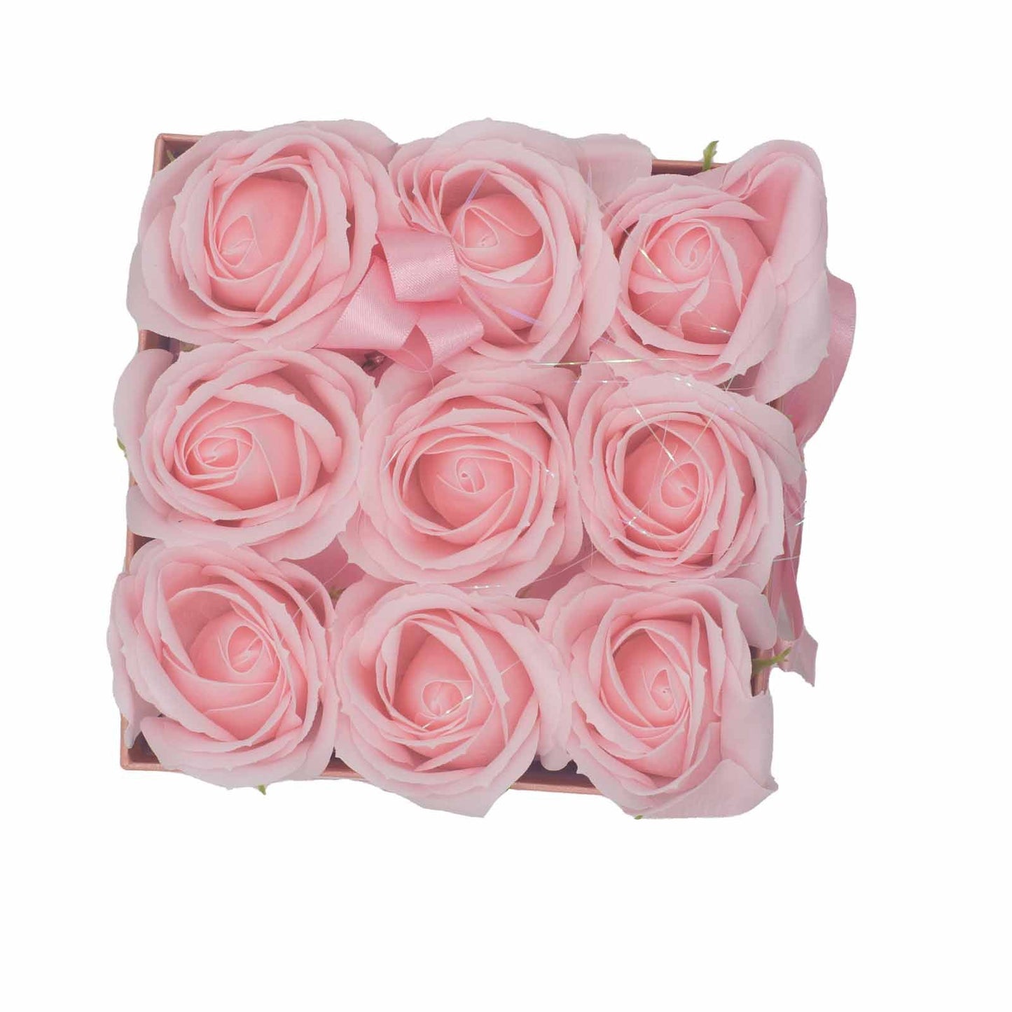 Coffret de fleurs de savon - 9 roses Roses - Carré
