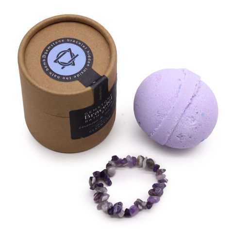 Bombe de Bain Lavande & Arbre à Thé avec Bracelet en Améthyste