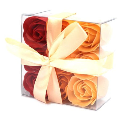 Coffret de 9 Fleurs de Savon - Roses Pêche