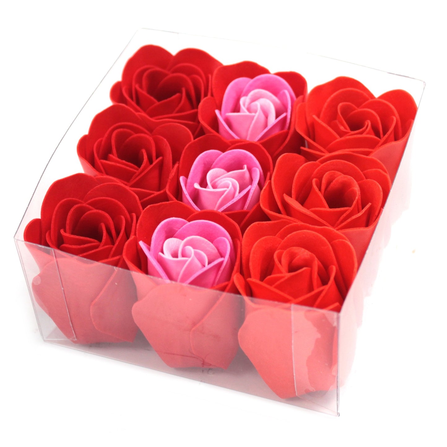 Coffret de 9 Fleurs de Savon - Roses rouges