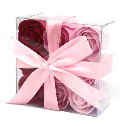 Coffret de 9 Fleurs de Savon - Roses roses